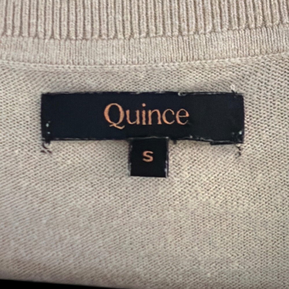 Quince‎ Womens Organic Cotton Cashmere V-Neck Sweater Oatmeal Beige Small - Picture 5 of 8